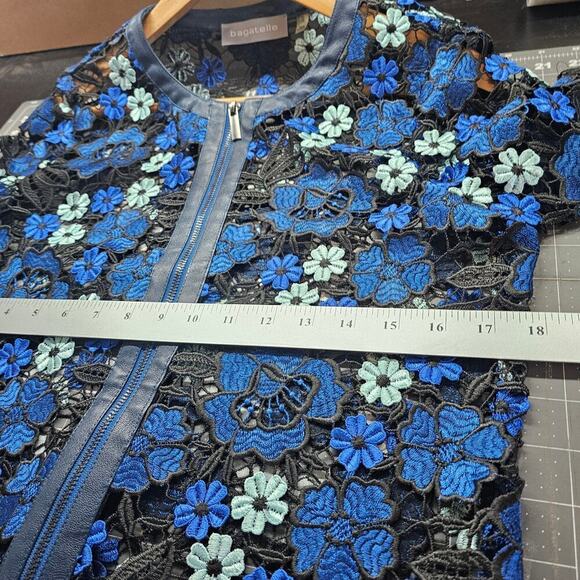 Bagatelle Floral Jacket Womens Small Blue Embroidered Floral Whimysgoth Sheer - Picture 9 of 10